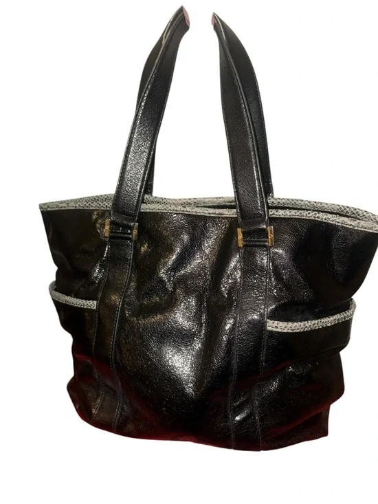 Tory Burch Black Leather Tote with Logo Medallion - Picture 8 of 17